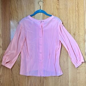 J. Crew Peach Pink Button Back Silk Blouse